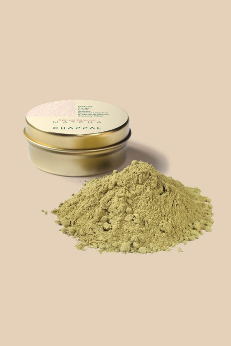 Spiced Balance Matcha ambalajı için ışık ve nemden korunan saklama düzeni